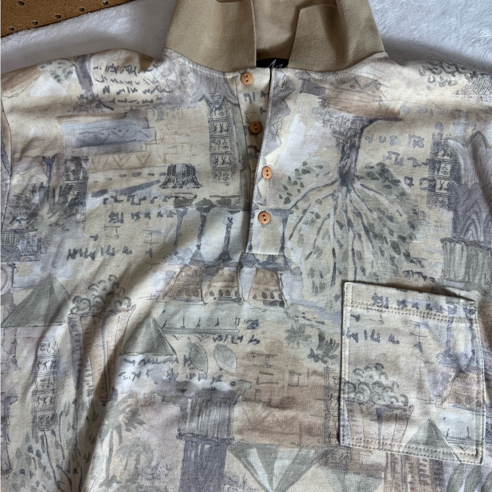 Alto Clothing Co. Beige Graphic Polo Shirt